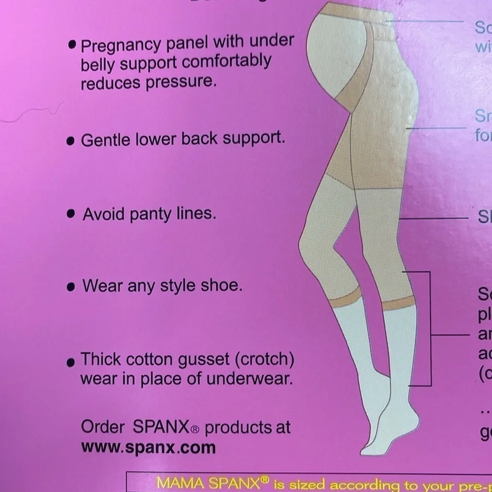 Mama Spanx Maternity Footless Pantyhose Black Smoothing Shaping Sz B